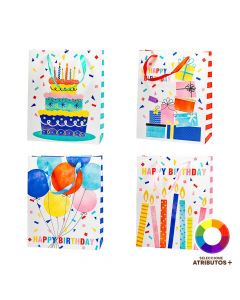 Bolsa papel Happy Birthday brillante