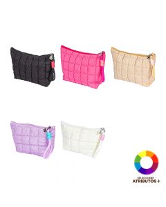 Cosmetiquera cuadros y zipper