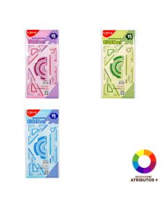 Juego de geometría plástico 15cm