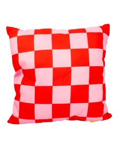 Almohada cuadros rosa
