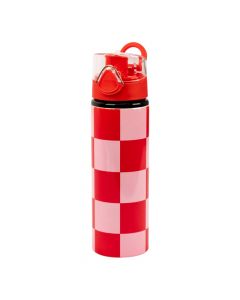 Botella cuadros rosa aluminio