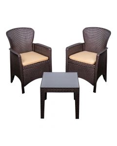 Mesa+silla plastica detalle relieve 3pzas marron