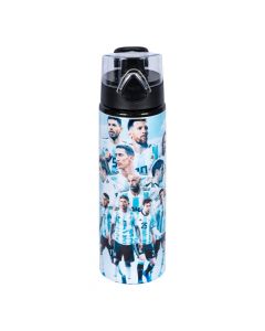 Botella messi 26x23cm celeste aluminio