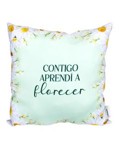 Almohada margaritas fondo verde