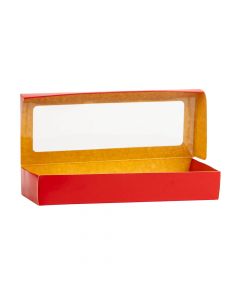 Caja detalles no.70 roja con ventana 19x7.5x3cm