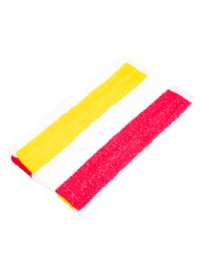 Toalla bano estampado franjas amarillo y fucsia