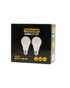 Bombillo led plástico 12w 6000k 2pzas luz fría