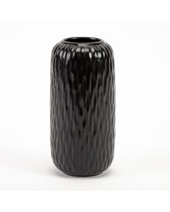 Adorno cerámica boltze zalina con relieve franja 9x19.1cm grande negro