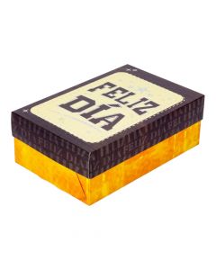 Caja feliz día café/amarillo