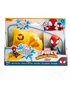 Figura plástica spiderman y balsa arácnida +3a