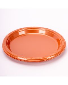 Plato plástico redondo 7pulg 8und oro rosa