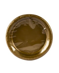 Plato plástico liso 9pulg 8und dorado