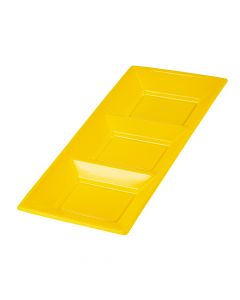 Bandeja plástica rectangular 3 divisiones 3und amarillo