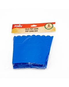 Caja cartón para palomitas lisa 8und azul