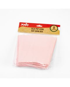 Caja cartón para palomitas lisa 8und rosado