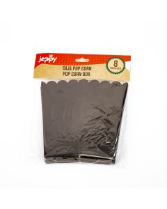 Caja cartón para palomitas lisa 8und negro