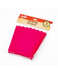 Caja cartón para palomitas lisa 8und fucsia