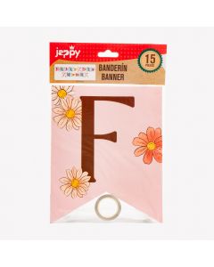 Banderín feliz día mama estampado flores 15pzas multicolor