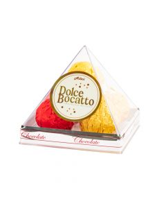 Estuche bombón chocolate pirámide 62.5g dorado
