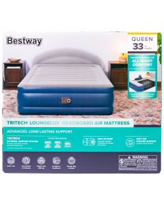 Colchón inflable Queen azul y gris