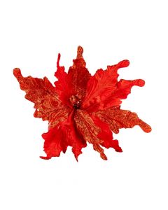 Flor artificial navideña escarchada