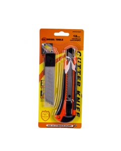 Cutter con repuesto 18mm 2pzas naranja y negro