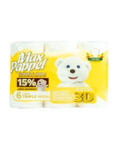 Papel higiénico 6 rollos triple hoja con tubo aromatizado vainilla
