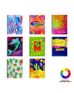 Cuaderno espiral estampado cactus o sirena 100h surtido Surtido por estilo