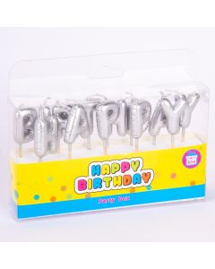 Candela letras happy birthday plateado