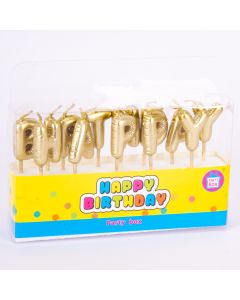 Candela letras happy birthday doradas