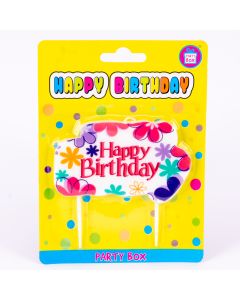 Candela placa grande happy birthday flores