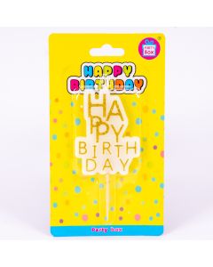Candela escarchada happy birthday dorada
