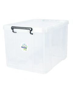 Caja plástica home pro transparente con agarradera 53l