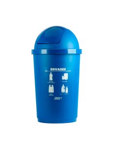 Basurero con tapa 65 litros reciclaje plástico azul home pro