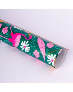 Papel regalo mujer flamingos