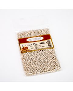 Adorno queque bolitas plateadas 100g