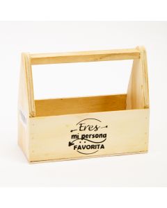 Caja herramientas madera natural mensaje