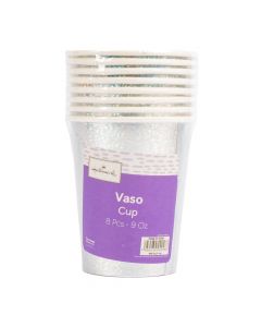 Vaso cartón liso 9oz 8und puntos tornasol