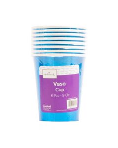 Vaso cartón estampado escarchado 8pzas 9oz azul