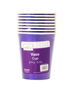 Vaso cartón tornasol 9oz 8und azul