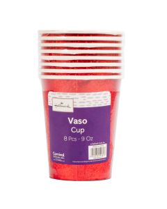 Vaso cartón tornasol 9oz 8und rojo