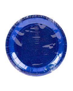 Plato cartón redondo tornasol 7pulg 8und azul
