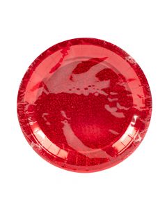 Plato cartón redondo tornasol 7pulg 8und rojo