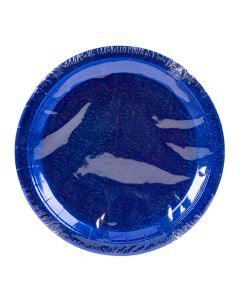Plato cartón redondo tornasol 9pulg 8und azul