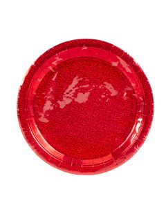 Plato cartón redondo tornasol 9pulg 8und rojo