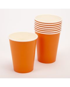 Vaso cartón Carnival liso 9oz 8und naranja