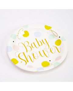 Plato Baby Shower lunares #7 6und blanco