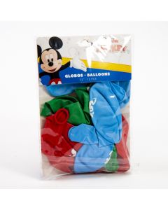 Globo látex Mickey Mouse personajes 12pulg 15und surtido