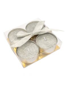 Candelas navideñas escarchadas plateadas