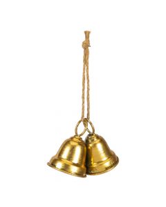 Campana metálica dorada navideña